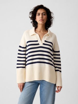 Sweater Polo dengan Hem Terpisah 24/7