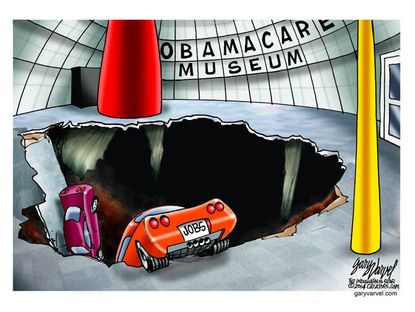 Political cartoon Obamacare jobs