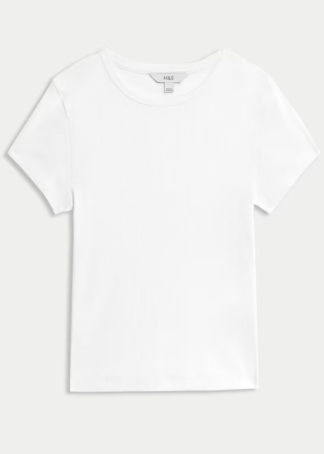 M&S cotton rich ripped ribbed slim t-shirt