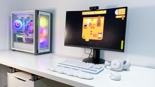 Logitech G705 on a white desk in a gaming setup