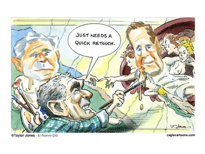 Editorial cartoon George Bush painting