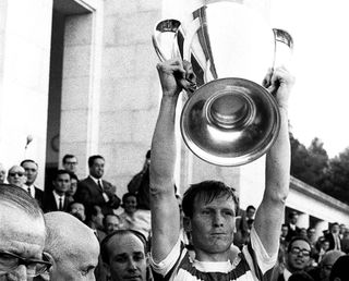 Celtic captain Billy McNeill lifts the European Cup, 1967