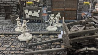 Frosthaven miniatures on a custom 3D board during a playtest, as posted on the company's Facebook page