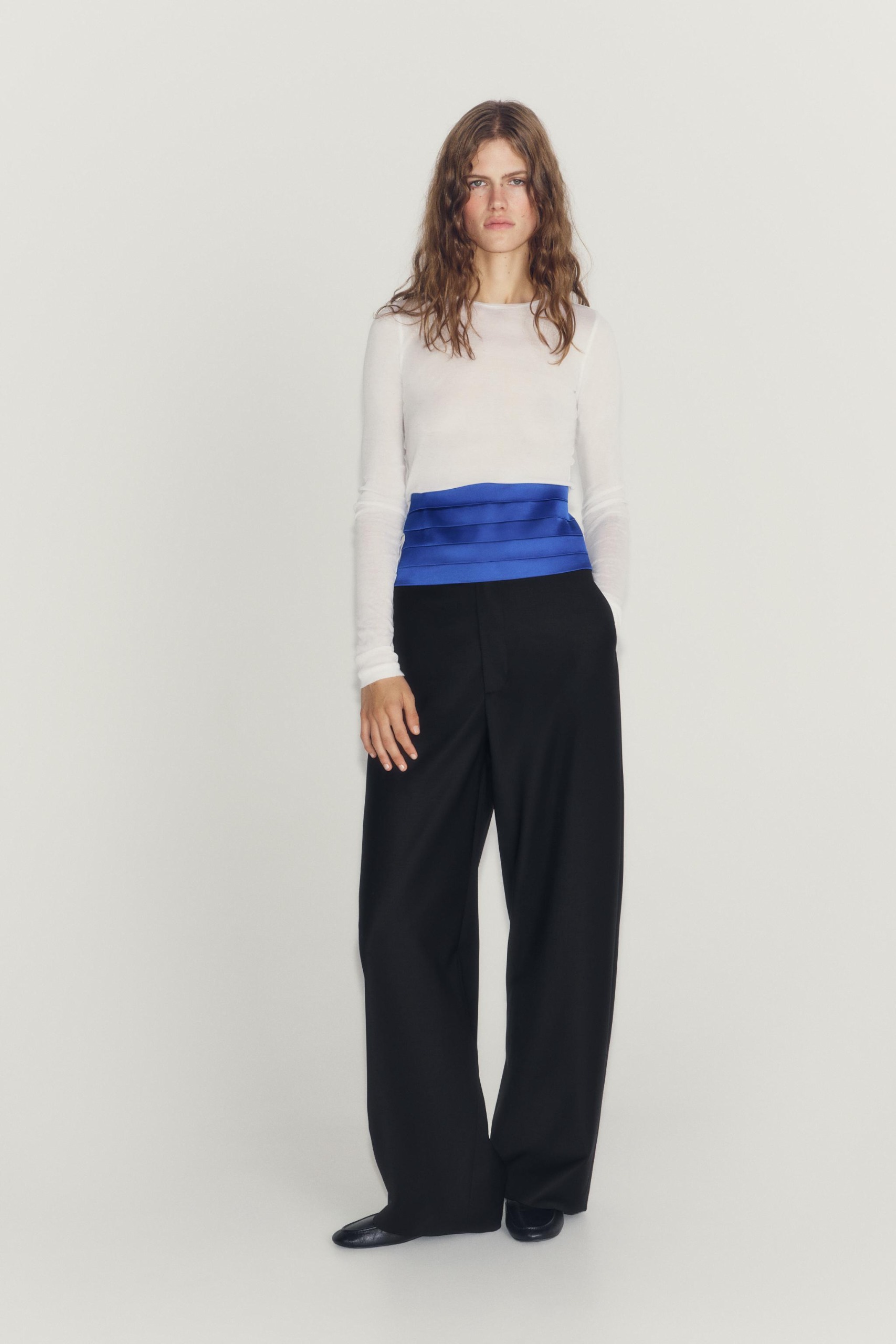 Pleated Cummerbund Belt - Bluish - M