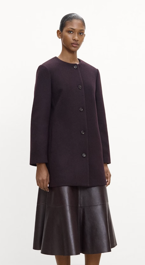 Theory, Collarless Coat in Plush Melton