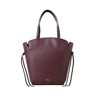 mulberry leather tote bag in dark red