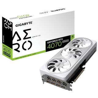 Gigabyte 4070 Super Aero OC 12G GPU on white background