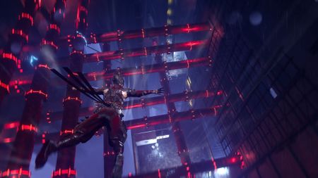 Yakumo spreads his limbs to ninja dive through hazards in Ninja Gaiden 4