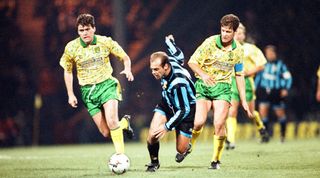 Norwich City vs Inter Milan in the UEFA Cup, 24th November 1993. (Photo by Mealey/Mirrorpix/Getty Images)
