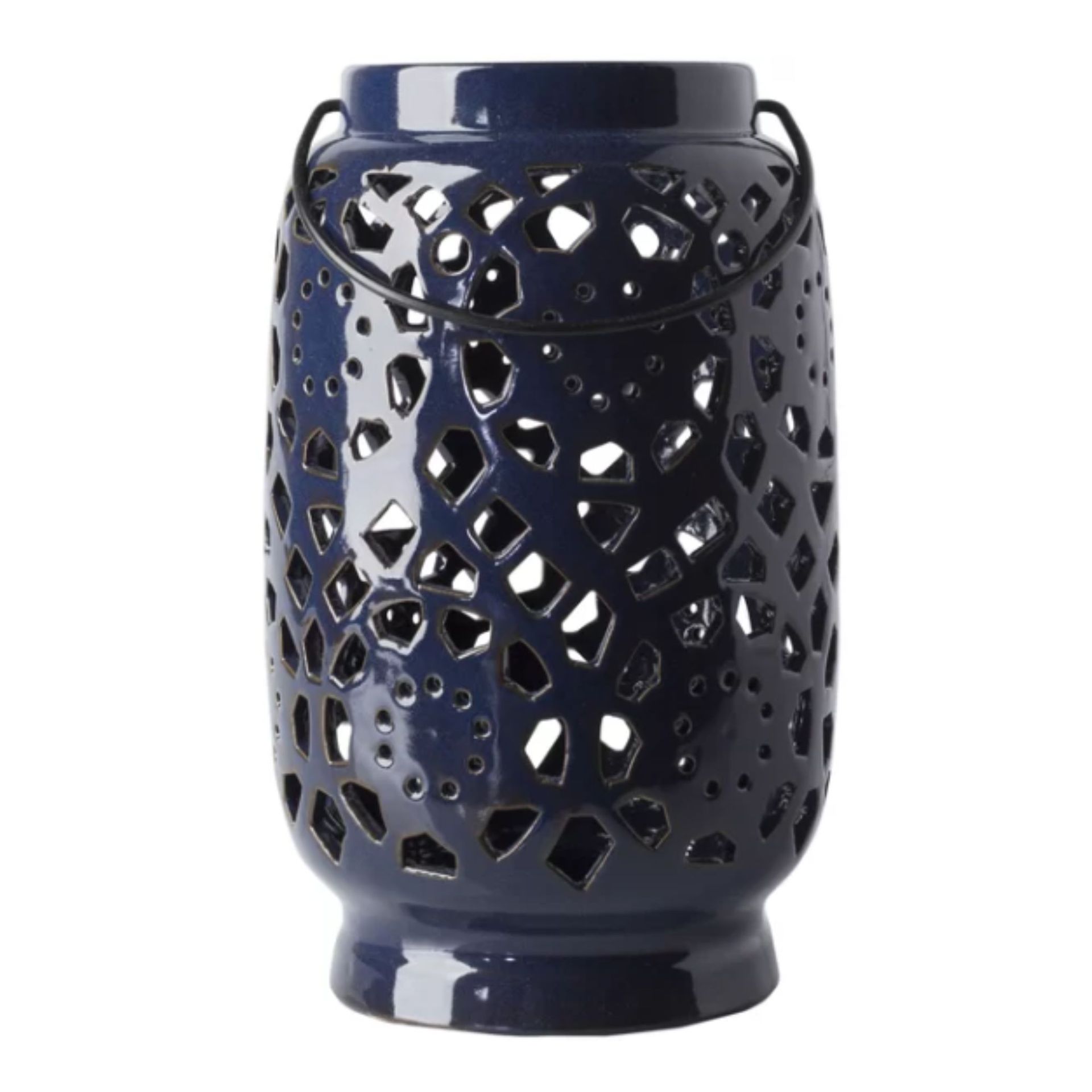 Lentera biru navy bertekstur