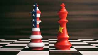 Chip War: China and the US, represented on a chess board
