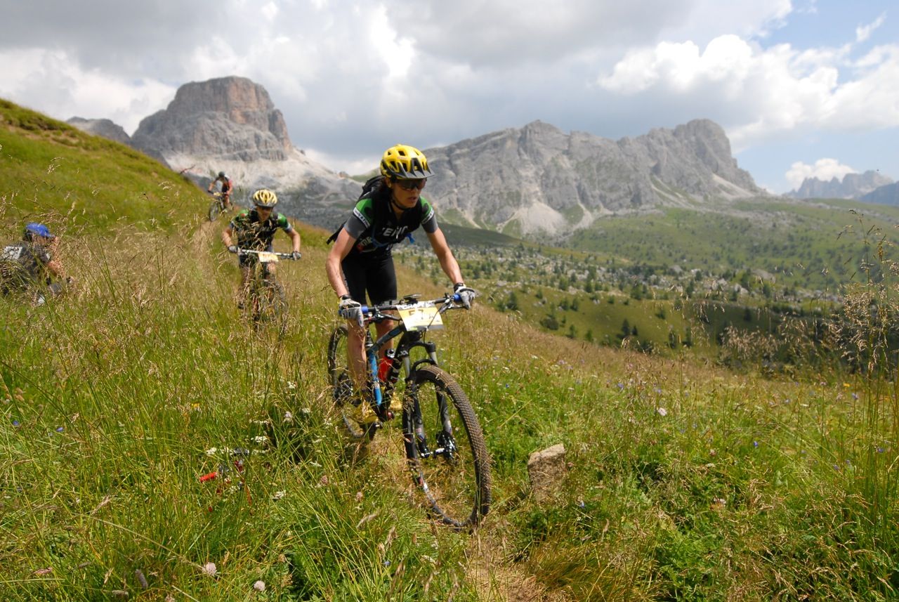 Mike and Mary crossing the Dolomites