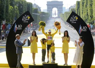 Carlos Sastre is crowned winner of the 2008 Tour de France