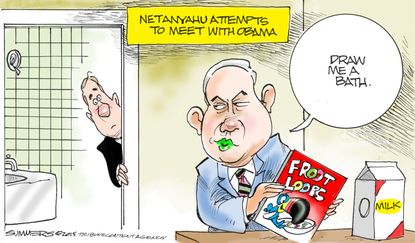Political cartoon world Obama Netanyahu