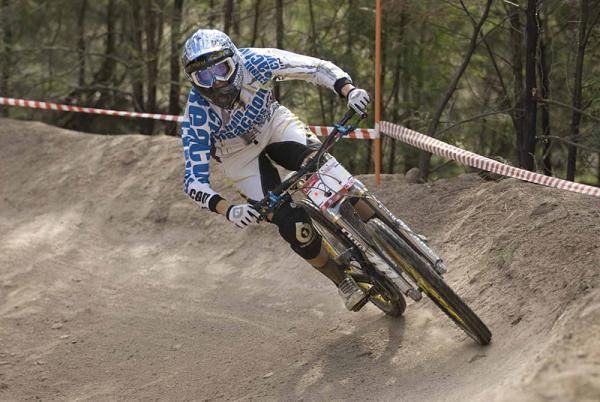 Claire Buchar wins the downhill in Canberra.