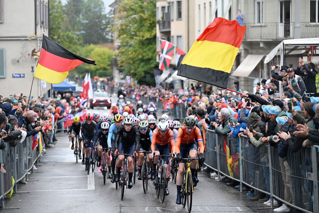 The elite women during the UCI Road World Championships road race in 2024