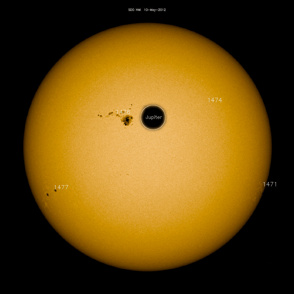 Sunspot AR1476 with Jupiter Size Comparison