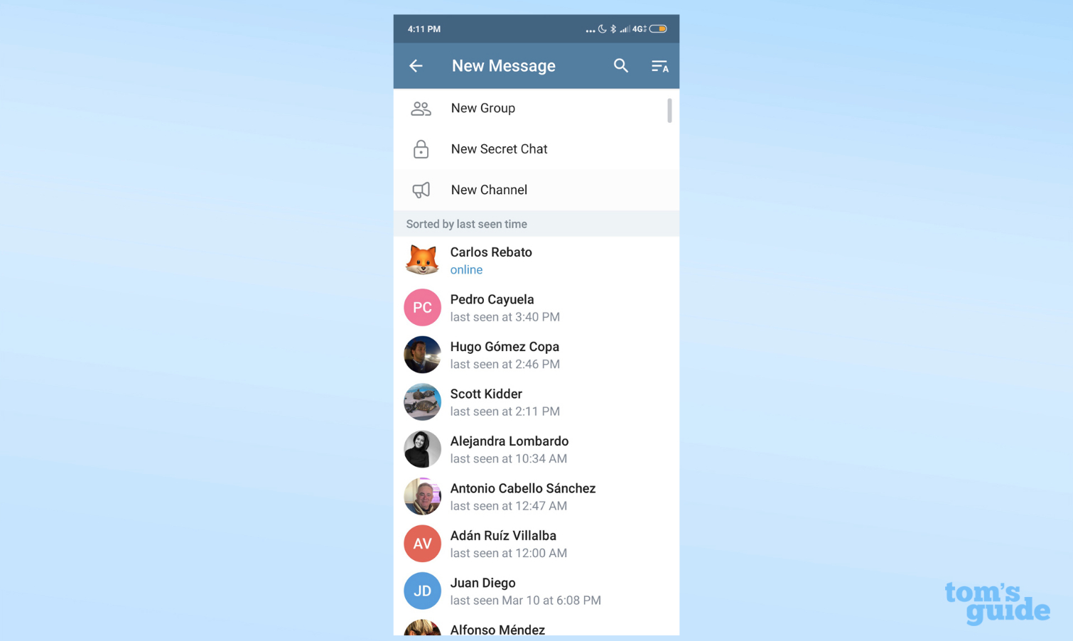 Telegram home screen