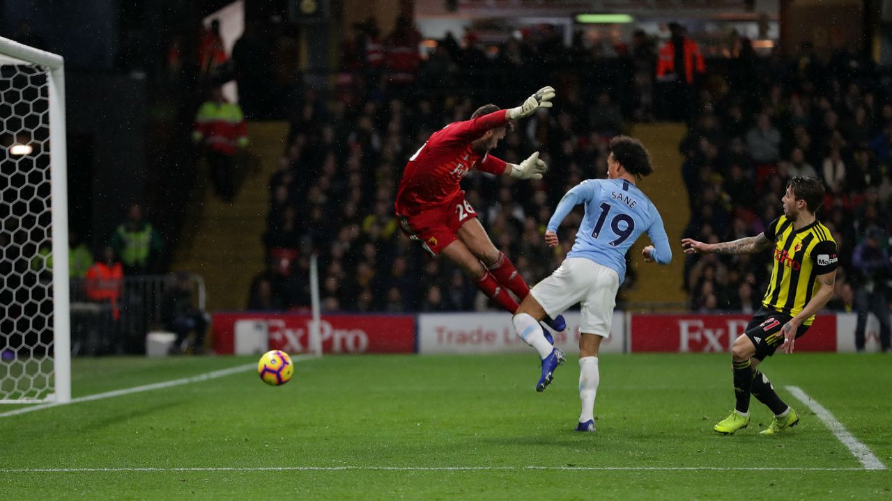 Leroy Sane scored Manchester City’s opening goal in the win against Watford