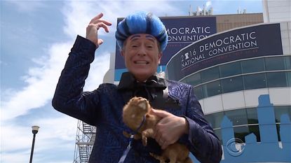 Stephen Colbert tries to crash the Democratic convention