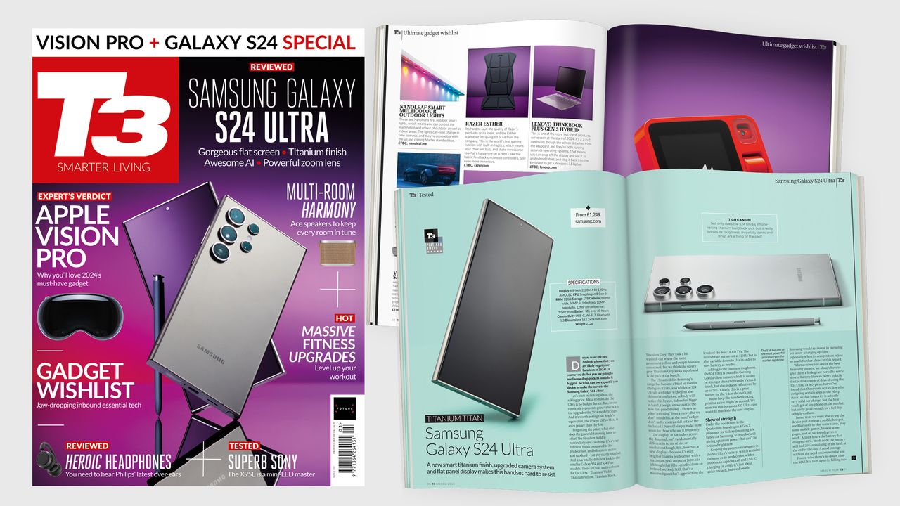 The cover of T3 357, featuring the coverline &#039;Samsung Galaxy S24 Ultra&#039;.