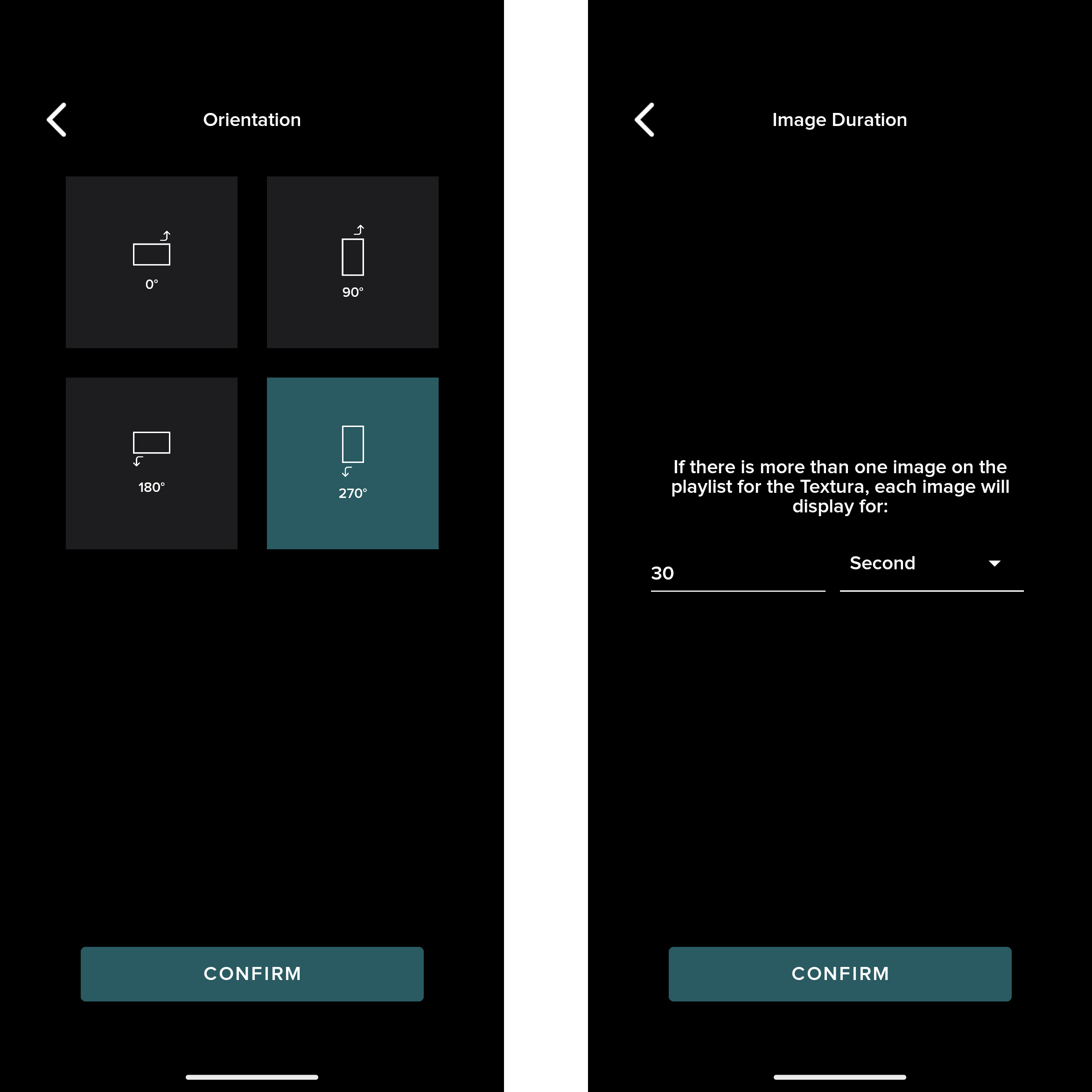 Vieunite app screenshot of various frame settings and adjustments
