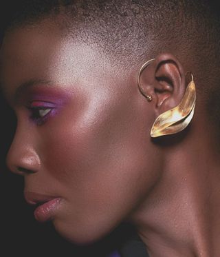 Black owned British jewellery brand gold sculptural earrings