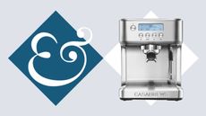 Casabrews ULTRA Espresso Machine on tile background next to Homes & Gardens '&' logo.