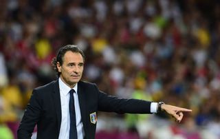 Cesare Prandelli gives instructions during Italy's Euro 2012 quarter-final against England in June 2012.