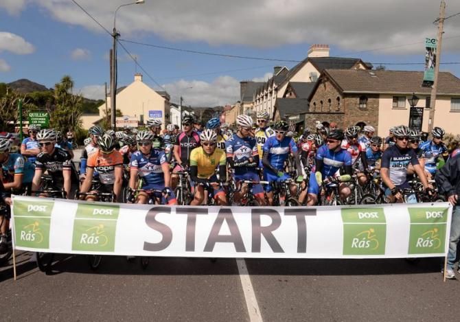 The bunch await the start of the fifth stage departing Glengarriff and finishing 150km later in Mitchelstown