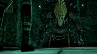 Code Vein 2 Josee: Josee the Blind Hero on her knees, with the player's feet just in frame on the left.