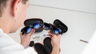 Comparing Viture One and Viture Pro smart glasses with Xreal Air2 Pro and Solos AirGo 3 in the background