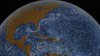 Ocean or Van Gogh painting? This NASA image titled "Perpetual Ocean" shows ocean surface currents around the world during the period from June 2005 through Decmeber 2007.