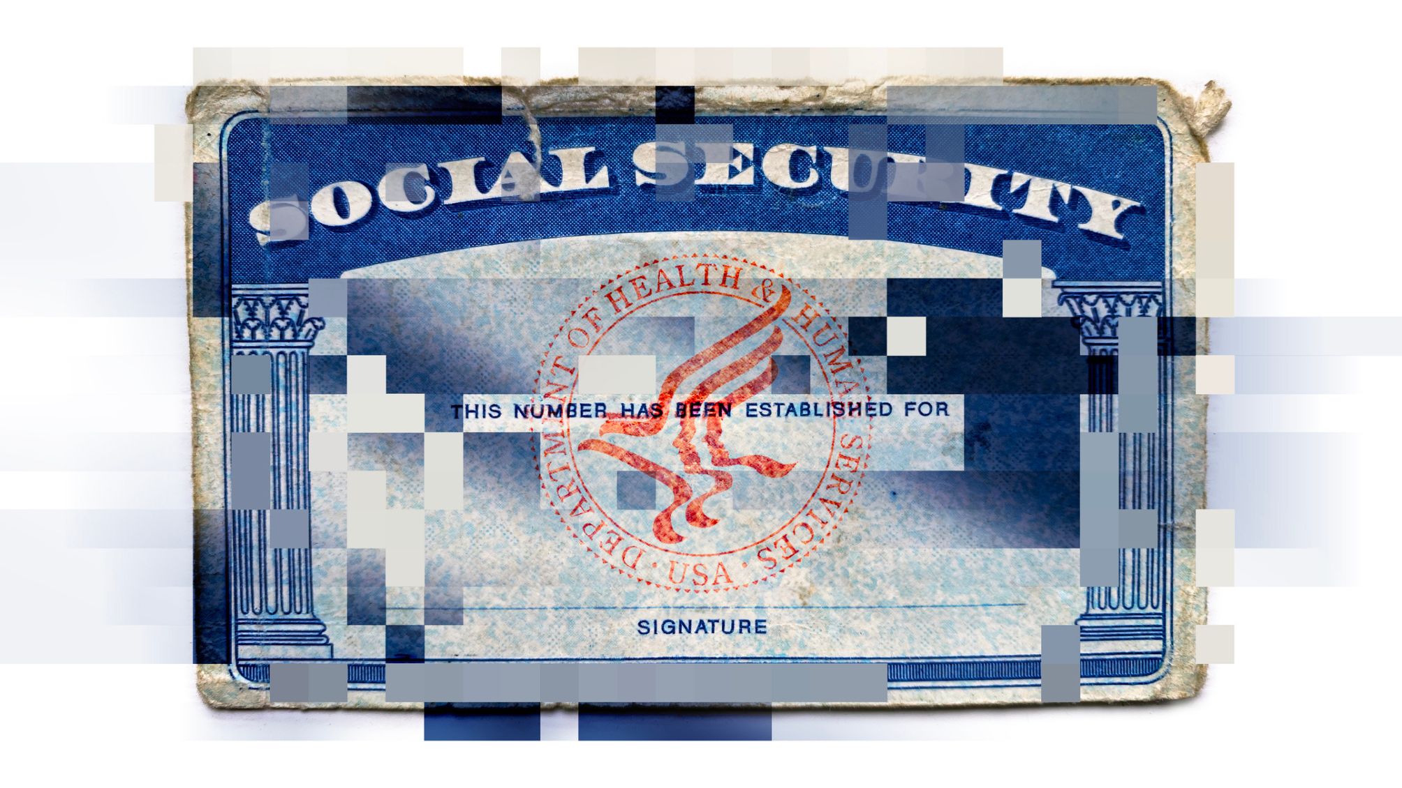 Social Security Card with information being erased