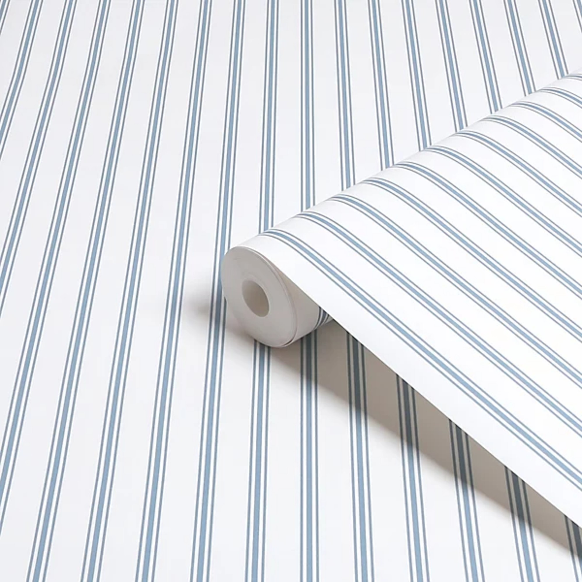 Laura Ashley White & Seaspray Blue Farnworth Smooth Wallpaper