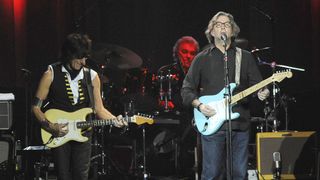 Jeff Beck and Eric Clapton onstage at the 02 Arena in London, 2010