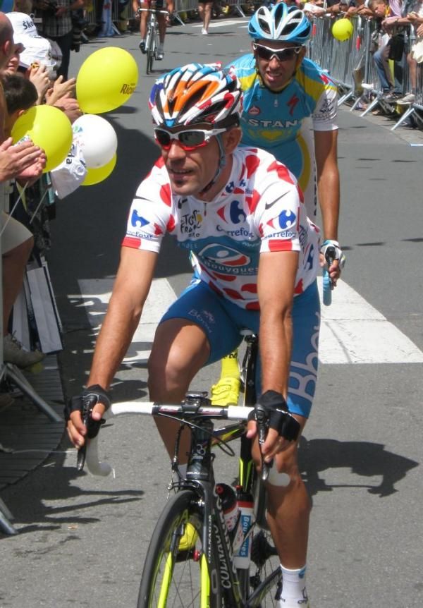 Polka-dot jersey wearer Anthony Charteau (Bbox Bouygues Telecom)