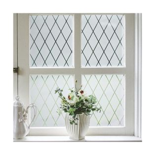 Velimax Lattice Frosted Window Film Window Privacy Film Static Cling Window Vinyl Opaque Glass Sticker Non Adhesive Anti-Uv 17.7x78.7 Inches