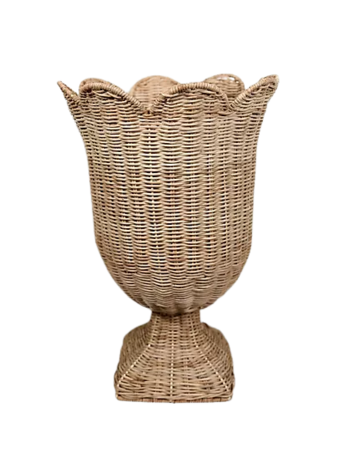 19" Woven Scalloped Footed Urn