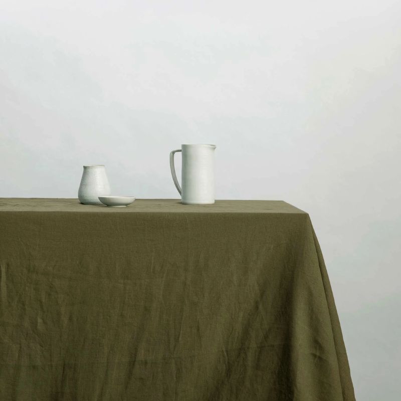 dark green tablecloth