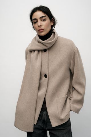 Wool Blend Scarf Coat