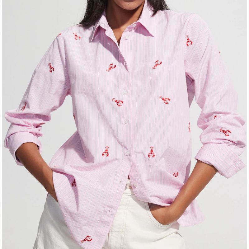 Next , Stripe Lobster Embroidered Shirt