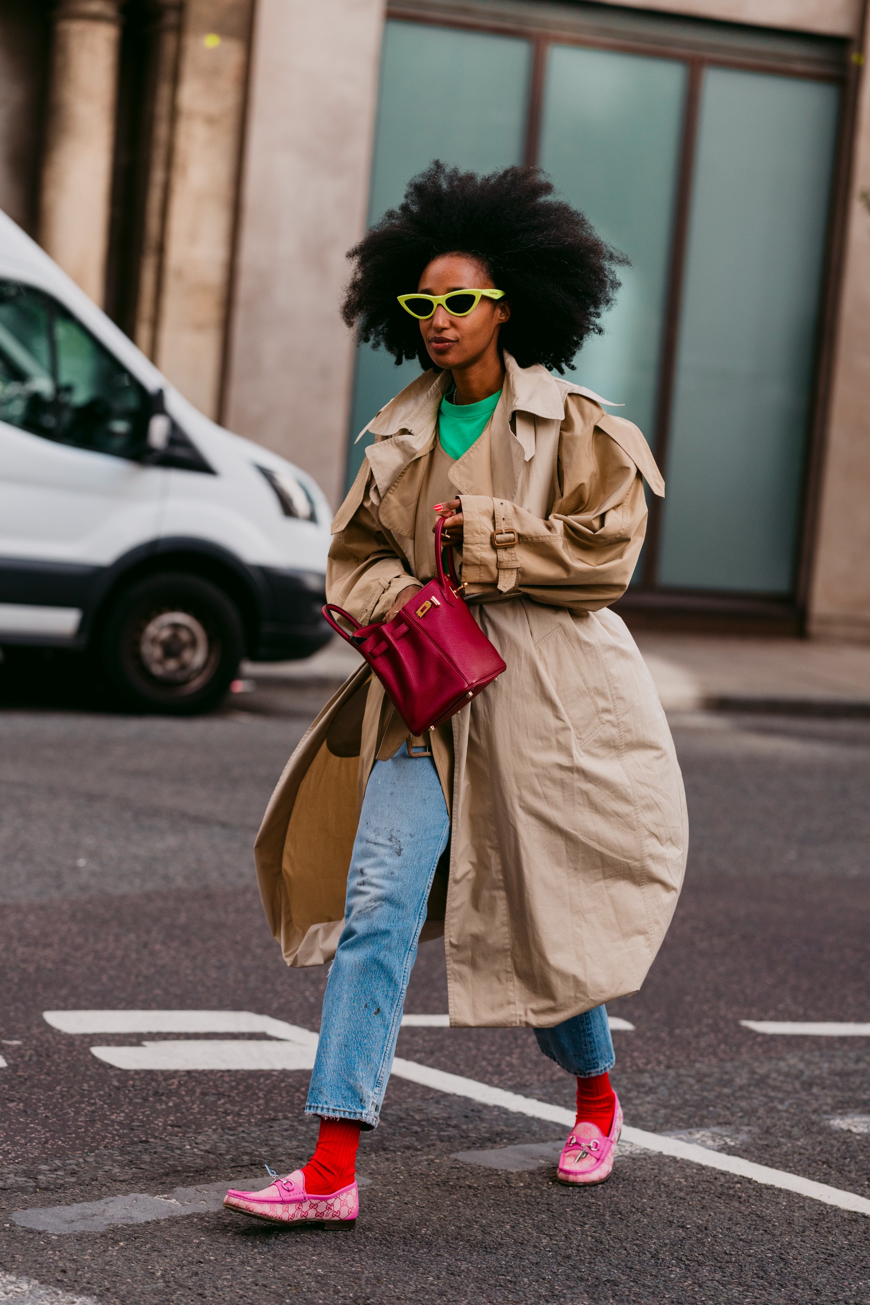 An attendee at London Fashion Week spring/summer 2027.
