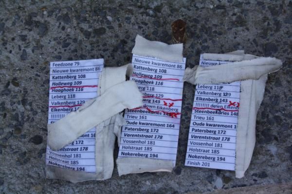 The climbs from yesterday's Dwars door Vlaanderen were marked on headsets