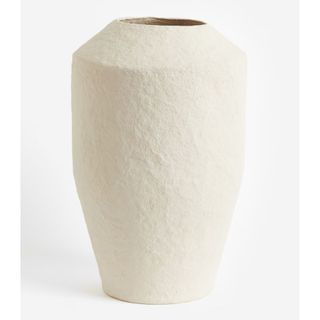 Large paper mache vase in cream