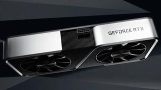 Nvidia RTX graphics card with grey backdrop