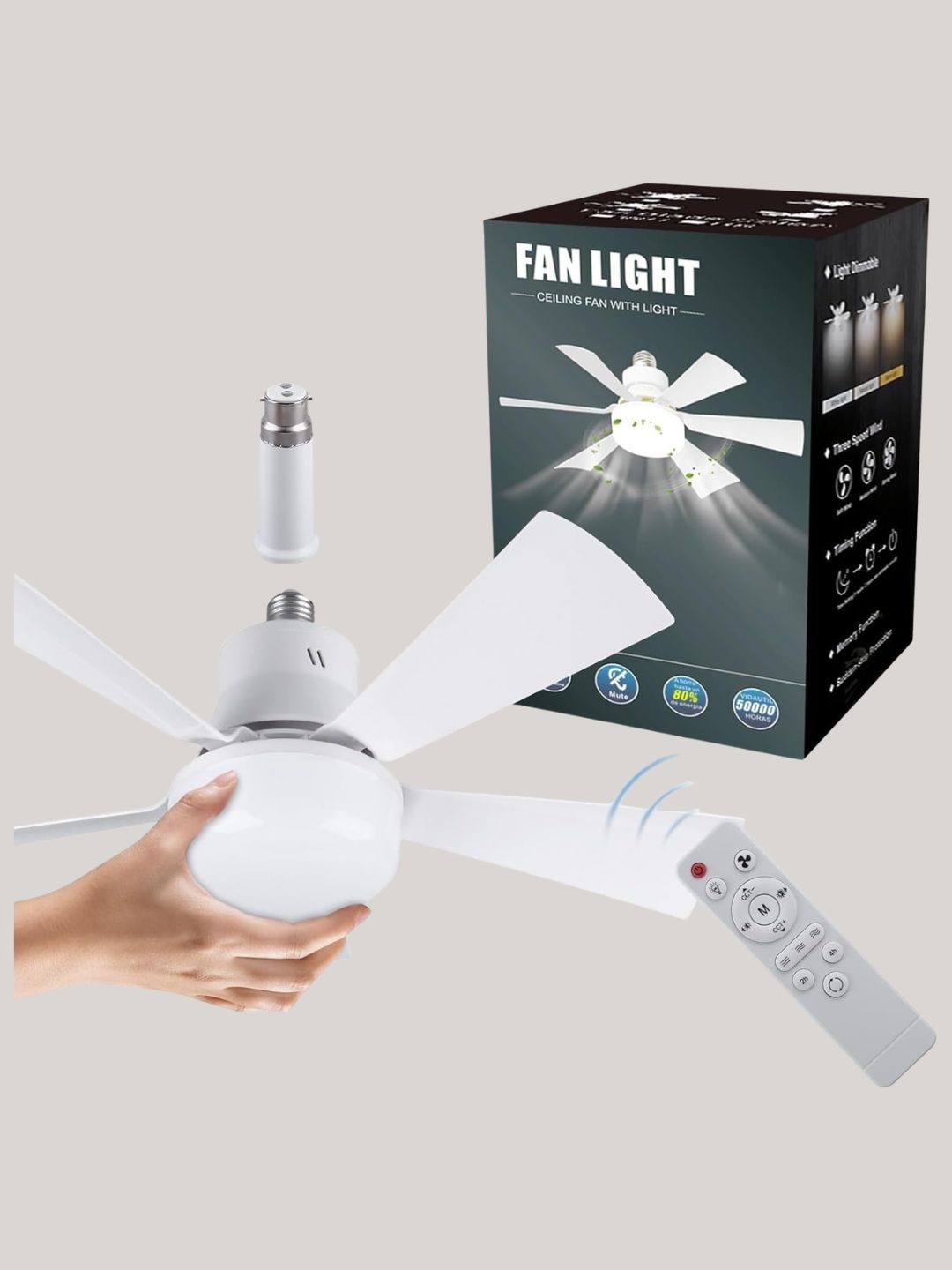 Jobfun, Screw-In Ceiling Fan With Light and Remote