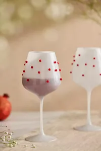 Anthropologie Red Confetti Wine Glasses, Set of 2 Anthropologie Red Confetti Wine Glasses, Set of 2