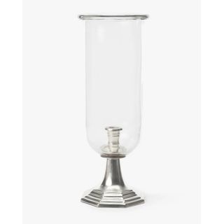 glass taper candle holder with silver base