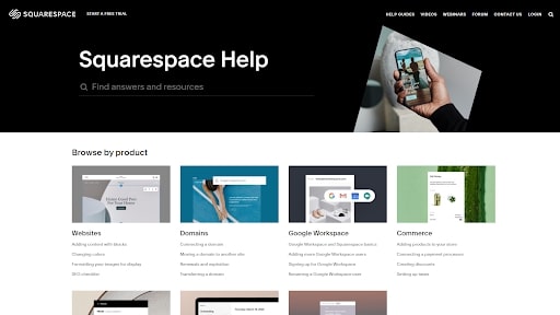 Squarespace's online help center